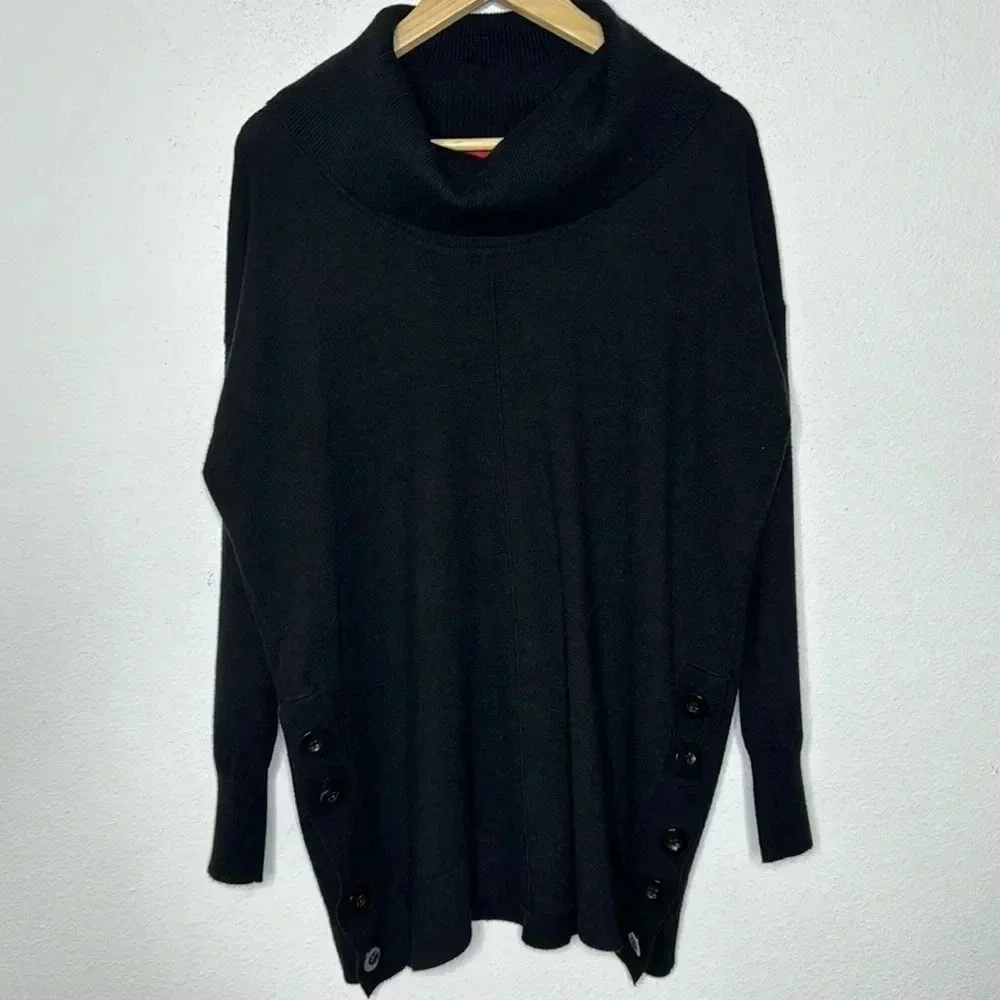 RED black cowl neck black turtleneck size XL - Picture 1 of 4